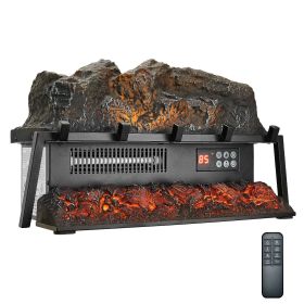 Electric Fireplace Log, 23 inch Fireplace Insert Log Heater, with Crackling Sound,Remote Controller, 5 Adjustable Flame Brightness, Timer