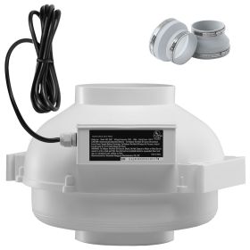 4 to 4.5 inch Radon Mitigation Fan System, Quiet 380 CFM Radon Mitigation Kit with 2 Couplers