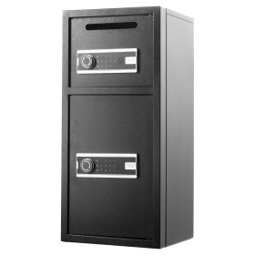 Double Door Safe Box, 3.3 Cu. Ft, Heavy Duty Home Safe with Electronic Keypad, Anti-Theft, Digital Safety Lock Box with Key, Drop Slot, for Money