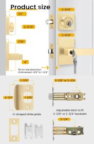 Gold Exterior Door Lock Set, Front Door Lock Set with Deadbolt