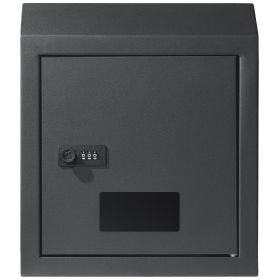 Sturdy Metal Key Locker, Combo Lock, Mountable on Wall, 12'', Charcoal Gray, Ensures Safe Keeping of Mail and Keys