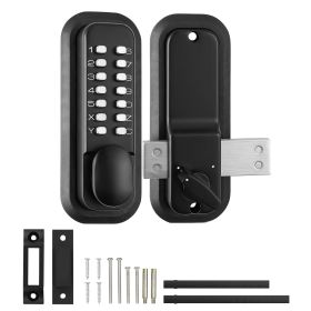 Mechanical Keyless Entry Door Lock, 14 Digit Keypad, Outdoor Gate Door Locks Set with Surface-mounted Latch, Water-proof Zinc Alloy, Keypad and K