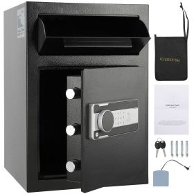 2.5 Cub Depository Safe, Deposit Safe with Drop Slot, Electronic Code Lock and 2 Emergency Keys