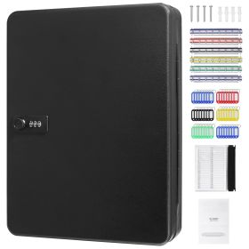 48-Key Cabinet, Key Safe with Combination & Key Lock, Digital Security Storage Box Steel Key Organizer with Adjustable Racks
