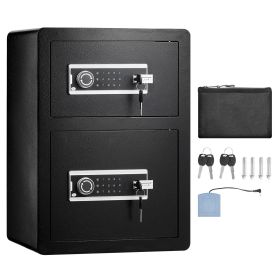 Double Doors 3.5 cu.ft Safe Box with Key Lock & Password, Safe Lock Box with Fireproof Bag, Key Rack