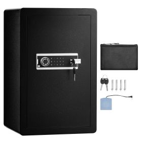 Single Door 3.5 cu.ft Safe Box with Key Lock & Password, Safe Lock Box with Fireproof Bag, Key Rack, LED Light, and 2 Shelves for Money, Document