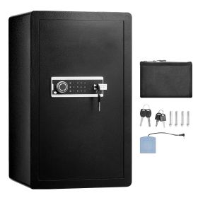 Single Door 4.0 cu.ft Safe Box with Key Lock & Password, Safe Lock Box with Fireproof Bag, Key Rack, LED Light, 2 Shelves, and 1 Cabinet for Mone
