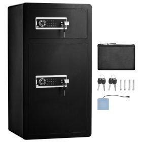 Double Doors 7.2 cu.ft Safe Box with Key Lock & Password, Safe Lock Box with Fireproof Bag, Key Rack