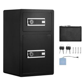 Double Doors 4.5 cu.ft Safe Box with Key Lock & Password, Safe Lock Box with Fireproof Bag, Key Rack
