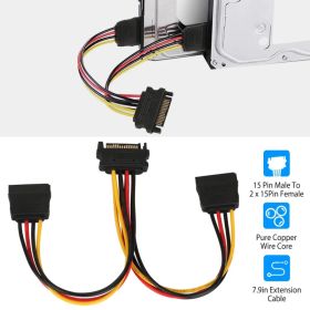 15 Pin Y Splitter Cable Adapter Male To Female Converter Cord For Hard Drive (Option: Black)