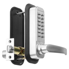 Mechanical Keyless Entry Door Lock, 14 Key Mechanical Door Lock, Mechanical Keypad Door Lock with Handle (Color: Silver)