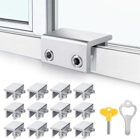 Window Locks,12 Pack Sliding Window Locks with Key for Vertical & Horizontal Sliding Windows Doors,Easv to Install (Item dimensions L x W x H: 1.57 x 1.14 x 0.82 inches)
